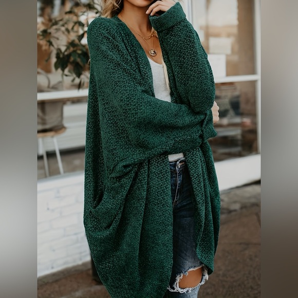 Vici Dolls Holiday Spirit Chenille Pocketed Dolman Cardigan - Pine Tree - Picture 5 of 10